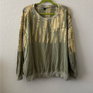 Army Green and Beige Tie-Dye Crewneck